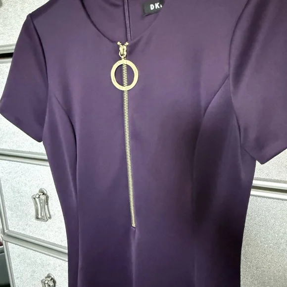 💜 DKNY💜 Fit and Flare Plum Dress size 4 - Picture 3 of 10